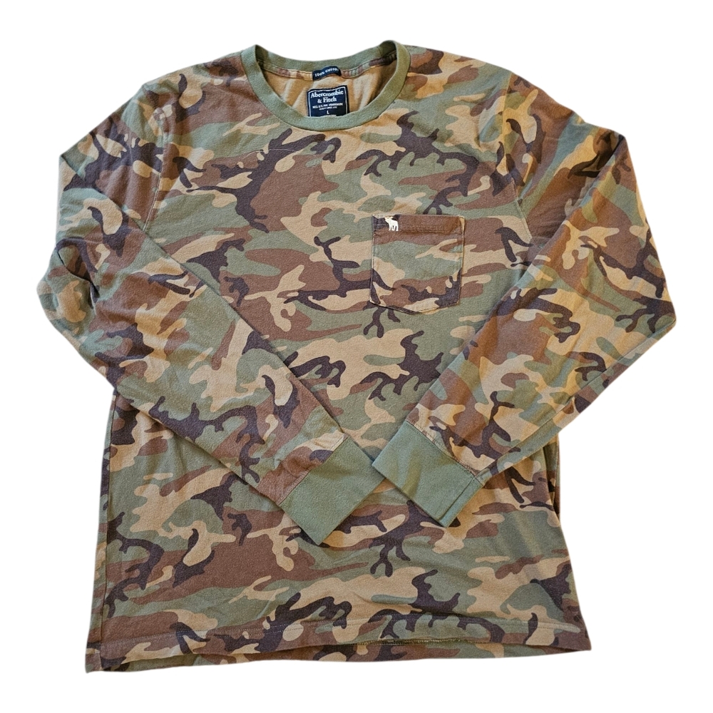 Abercrombie & Fitch Green and Brown Long Sleeve Tee